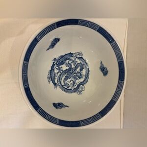 RARE Vintage Chinese Blue & White
Dragon Bowl marked on bottom porcelain